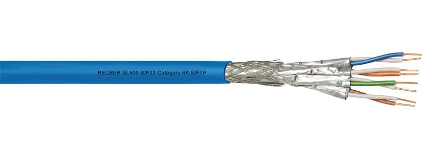 Reçber SL500 S/F23 LSZH Cat6A S/FTP 4X2X23AWG Kablo Halogen Free 100m