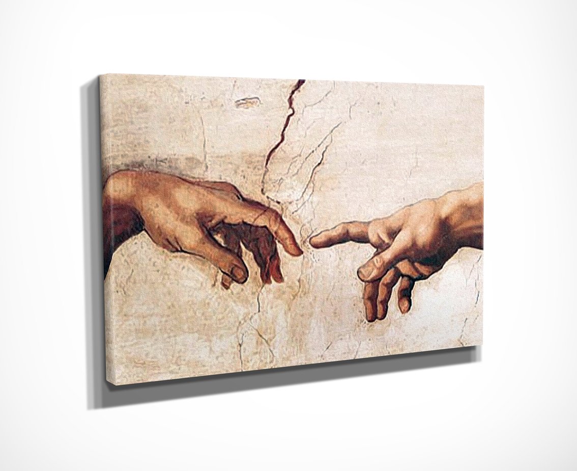 'The Creation of Adam Fresco' Michelangelo Kanvas Tablo