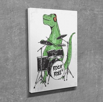Rock'n Roll Dinosaur Kanvas Tablo