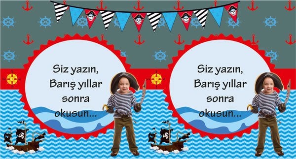 Korsan Temalı Kişiye Özel Hatıra Kartı 6 Adet