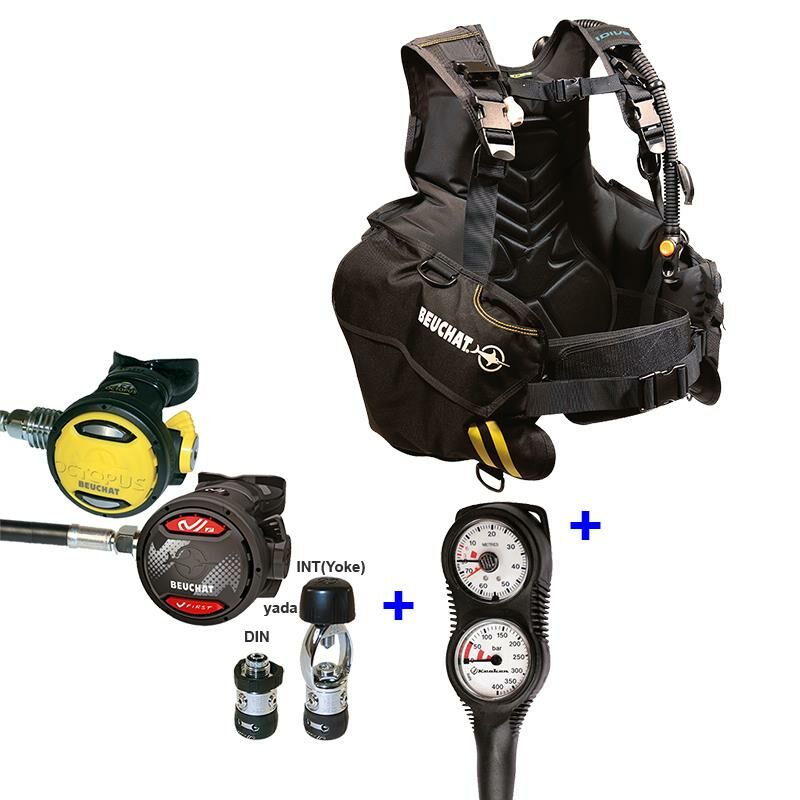 BEUCHAT Scuba Set FIRST, Regülatör, Ahtapot, 1DIVE Bc, Konsol, DIN-XL-XXL