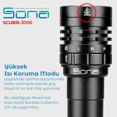 SONA Fener SCUBA 3000 Lümen Dalış Feneri