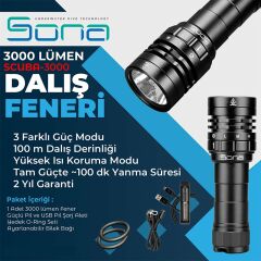 SONA Fener SCUBA 3000 Lümen Dalış Feneri