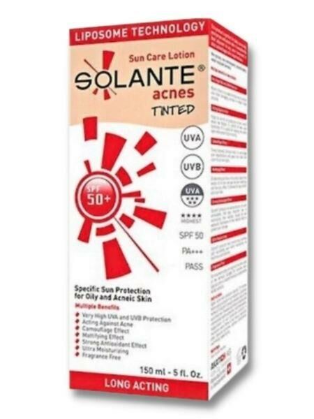 Solante Acnes Tinted Spf50 150 ml Renkli Güneş Losyonu