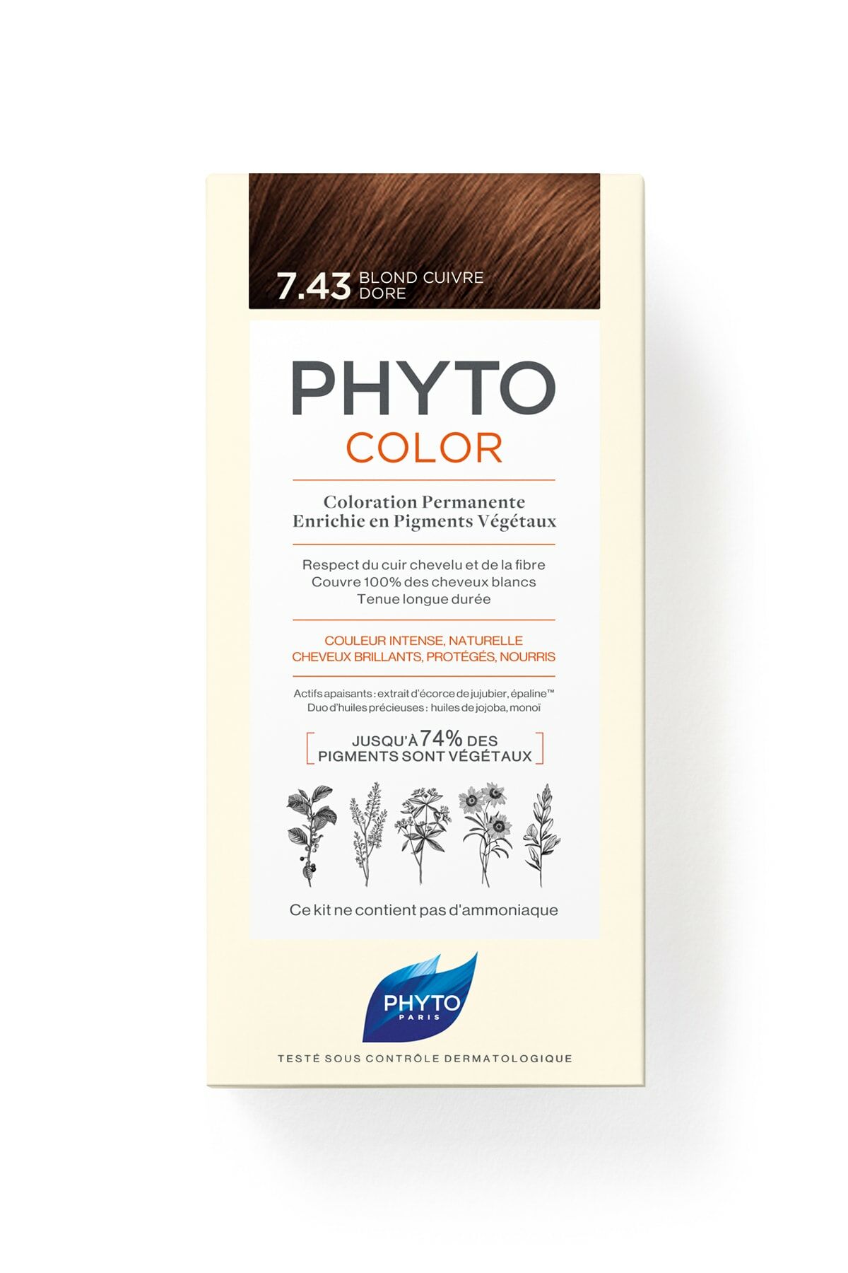 Phyto Phytocolor 7.43 Kumral Bakır Dore Amonyaksız Kalıcı Bitkisel Saç Boyası