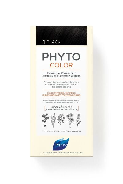 Phyto color 1 Siyah Amonyaksız Kalıcı Bitkisel Saç Boyası