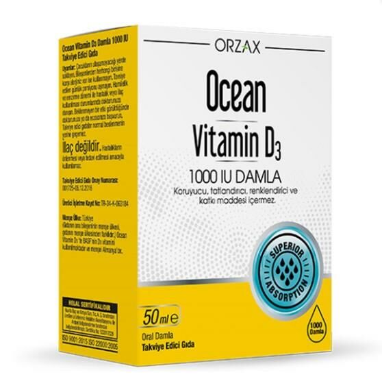 Orzax Ocean Vitamin D3 1000 Iu Damla 50 Ml