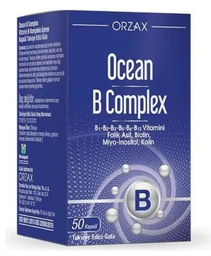 Orzax Ocean B Complex 50 Kapsül Takviye Edici Gıda