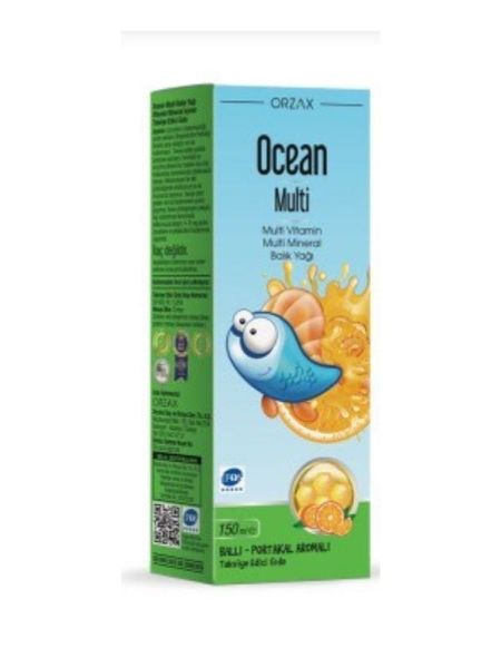 Orzax Ocean Multi Şurup Ballı Portakal Aromalı Balık Yağı 150 ml