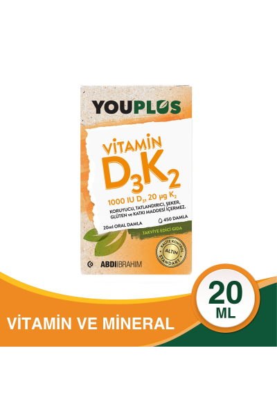 Youplus Vitamin D3K2 1000 IU 20 ML Oral Damla