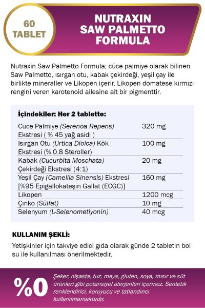 Nutraxin Saw Plametto - Formula Özel Destek 60 Tablet