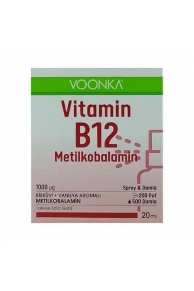Voonka Vitamin B12 Sprey & damla Metilkobalamin 20 ml