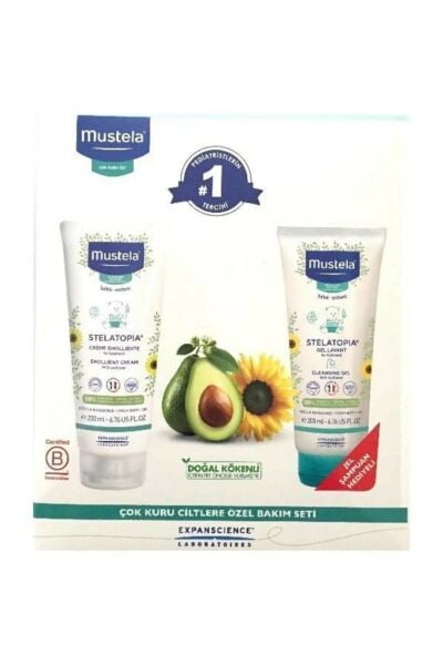 Mustela Stelatopia Emollient Cream 200 ml + Stelatopia Cleansing Gel 200 ml