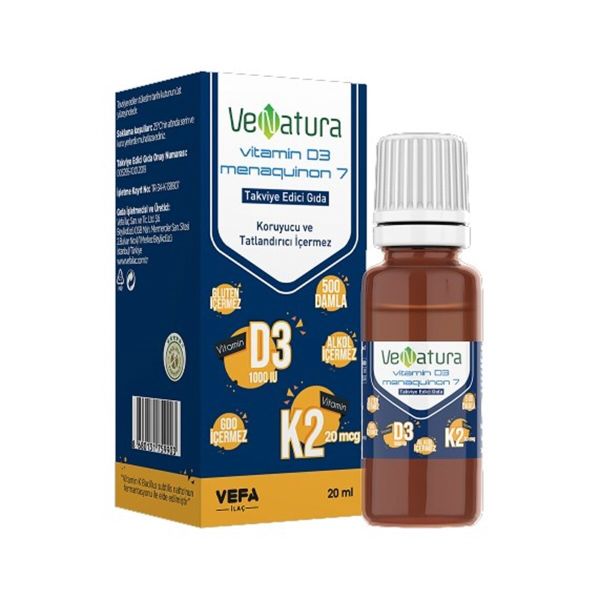 Venatura Vitamin D3 ve Menaquinon 7 (D3-K2) Takviye Edici Gıda 20