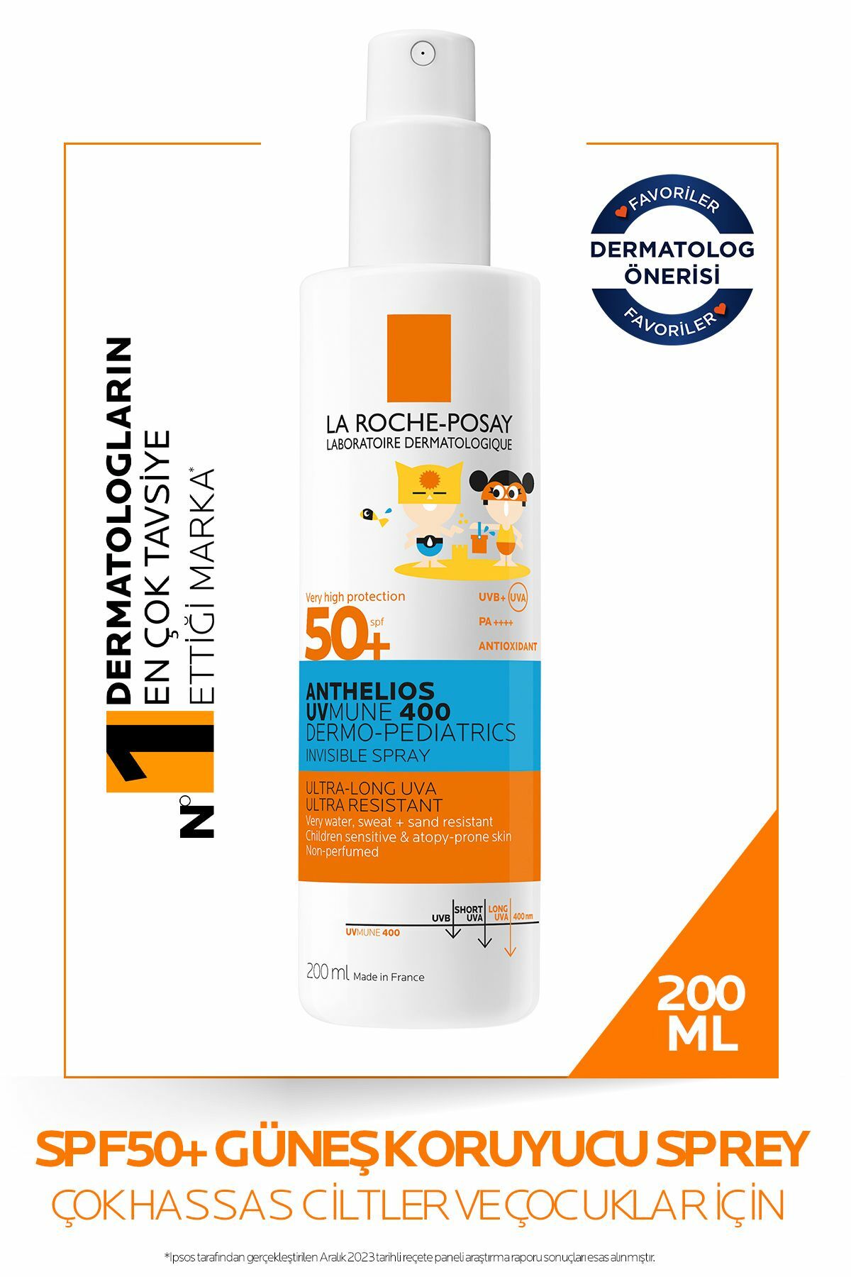 La Roche Posay Anthelios Dermo Pediatrics Uvmune 400 Güneş Koruyucu Sprey SPF50+ 200ML