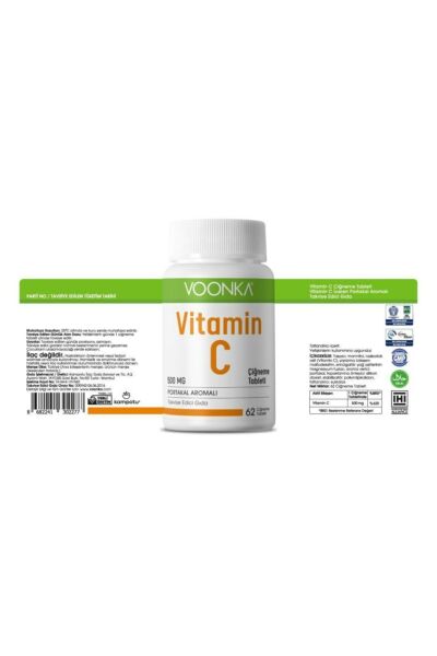 Voonka Vitamin C 500 Mg 62 Çiğneme Tableti