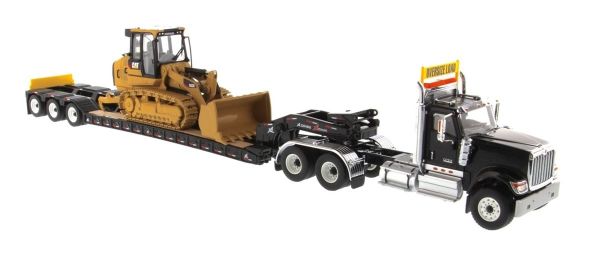 Diecast Masters 85599 1/50 International HX520 Tandem Çekici ve XL 120 Dorse ve Cat 963K Dozer, Sergilemeye Hazır Metal İş Maki