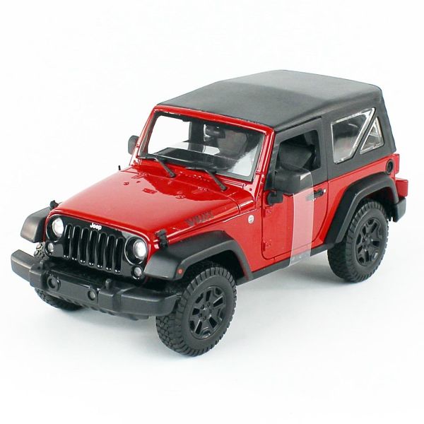 Maisto 31676 1/18 2014 Jeep Wrangler, Kırmızı, Sergilemeye Hazır Metal Cip Modeli