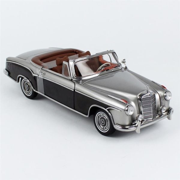 Sunstar 3593 1/18 Ölçek, 1960 Mercedes-Benz 220 SE Cabriolet, Gri/Koyu Gri, Sergilemeye Hazır Metal Araba Modeli
