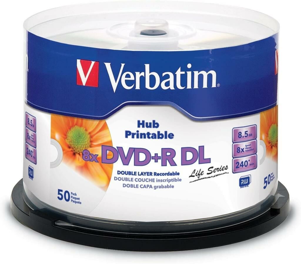 Verbatim DVD Çift Katmanlı DVD+R DL 8.5 GB/240 dak. 8x Yazdırılabilir Beyaz 50 Adet