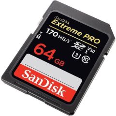 Sandisk Extreme Pro 64GB SDXC Card 170MB/s V30 UHS-I U3 Hafıza Ka