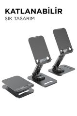 Torima JX-035 Siyah Katlanabilir, Yükseklik Ayarlı Masaüstü Telefon Ve Tablet Standı Metal Tablet / Telefon Tutucu