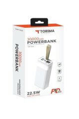Torima TRM-1033 22.5W Hızlı Şarj Özellikli Dijital Şarj Göstergeli 30.000 Mah Powerbank Beyaz
