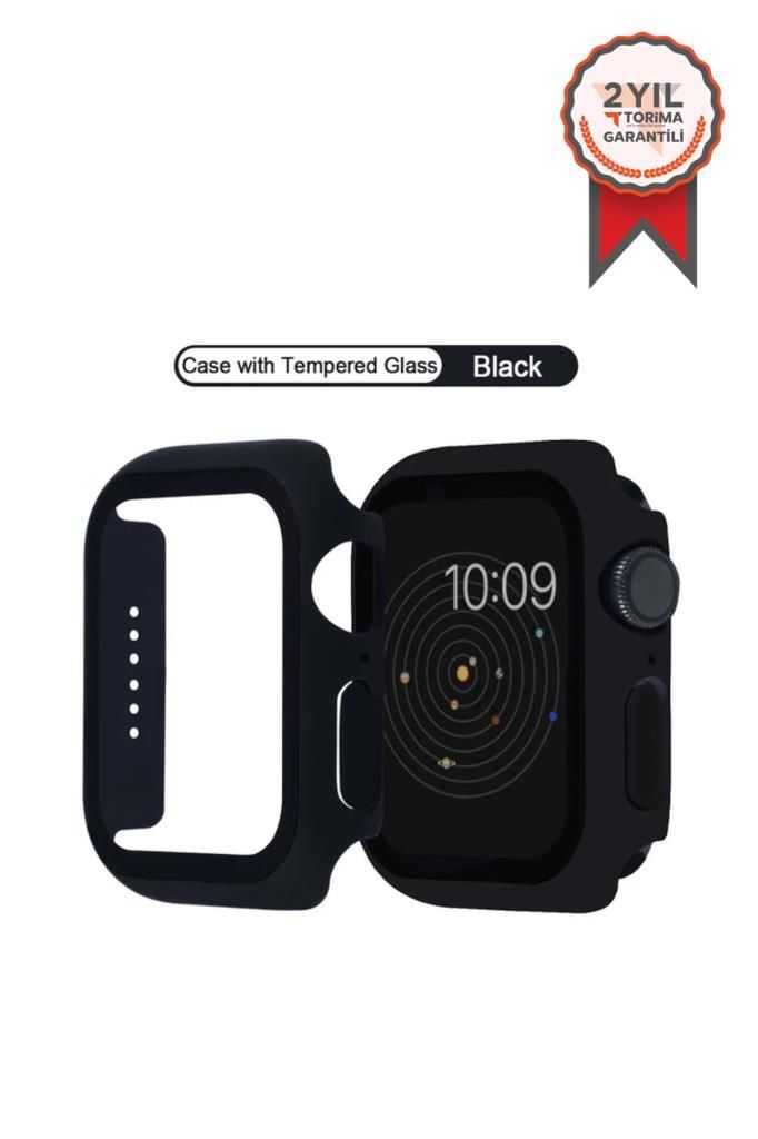 Torima 41MM Uyumlu Kasa ve Ekran Koruyucu Siyah Glass Case