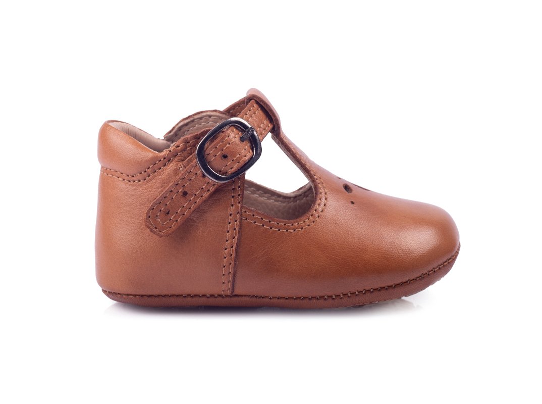 Little Bloom Kahverengi Tokalı Unisex Hakiki Deri İlk Adım Çocuk Ayakkabısı