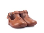 Little Bloom Kahverengi Tokalı Unisex Hakiki Deri İlk Adım Çocuk Ayakkabısı