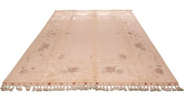 Pink Rose Patterned Silk Hand Carpet