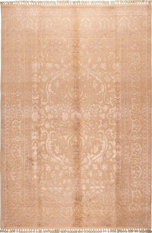 Self Patterned Silk Persian Carpet