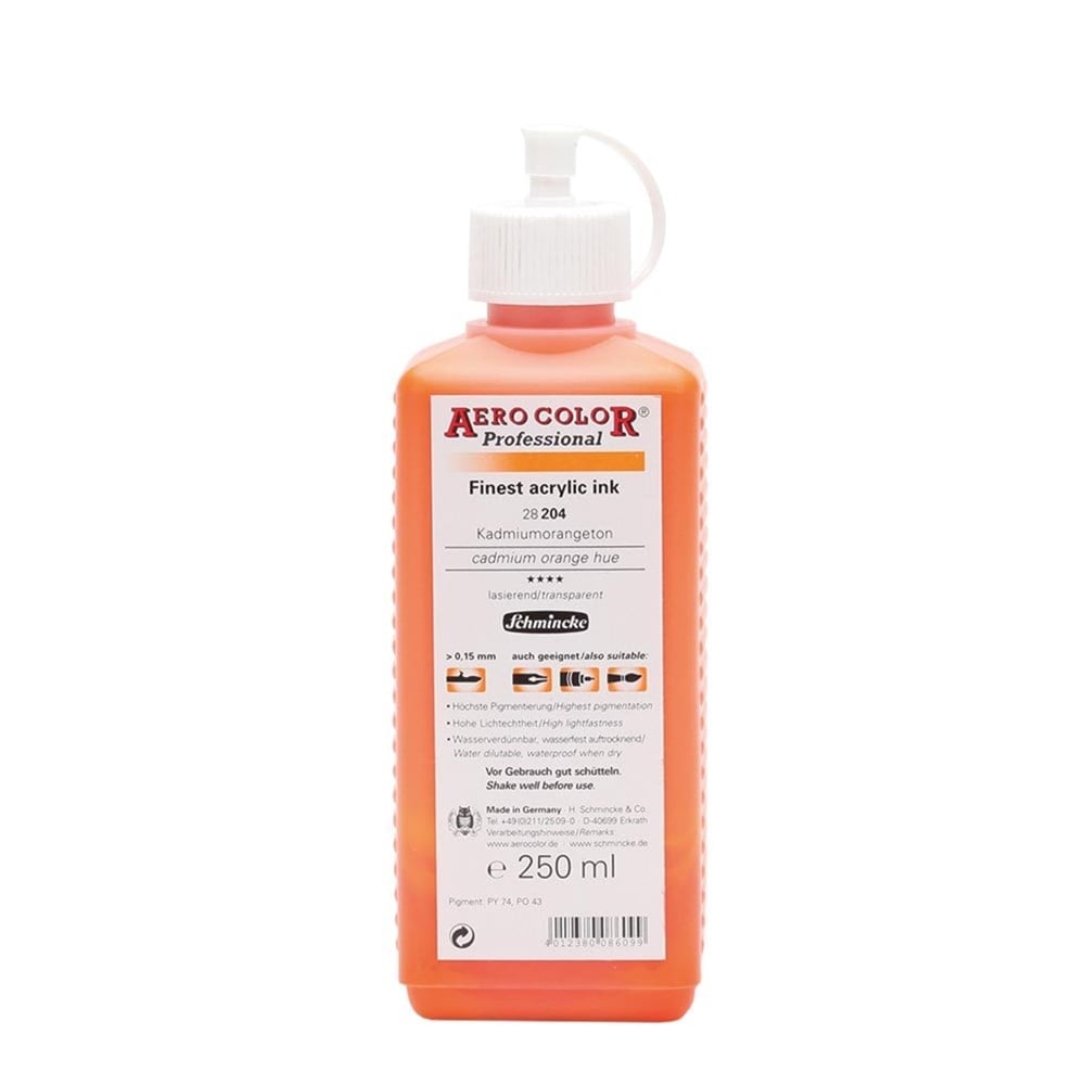 Schmincke Aerocolor Akrilik Mürekkep 250 ml 204 Cadmium Orange Hue