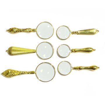 Vera Sanat Altın Renkli İşlemeli Saplı 6'Lı El Büyüteci Seti (32-40-45 mm)