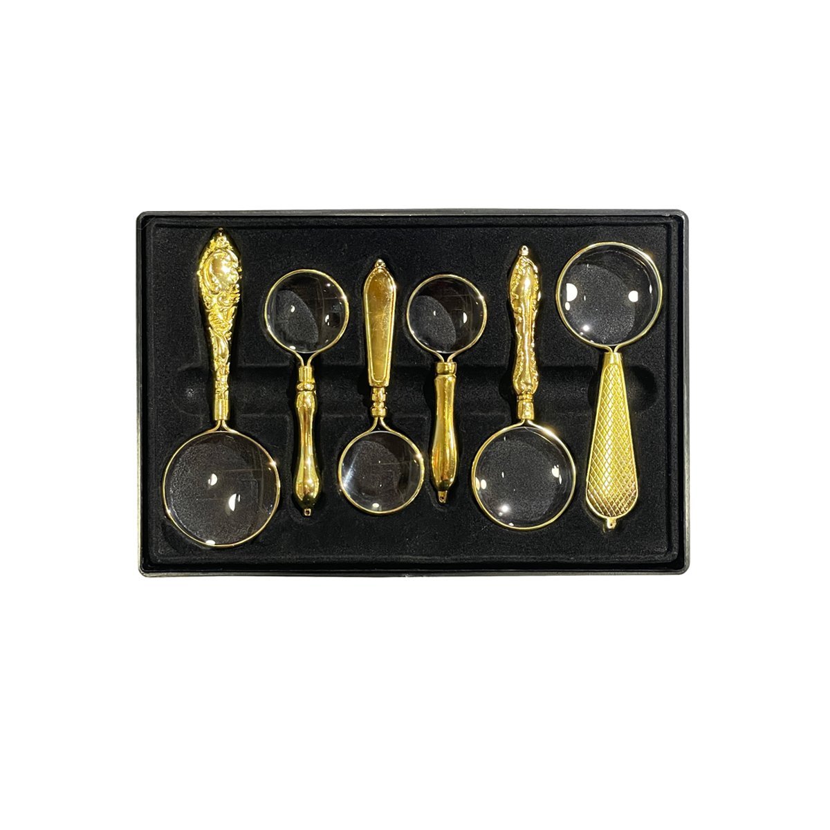 Vera Sanat Altın Renkli İşlemeli Saplı 6'Lı El Büyüteci Seti (32-40-45 mm)