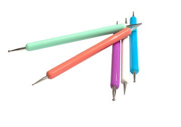 Vera Sanat Akrilik Saplı İğne Perdah Seti / Düz Renkli Folyo Kabartma Kalem Seti 5'Li