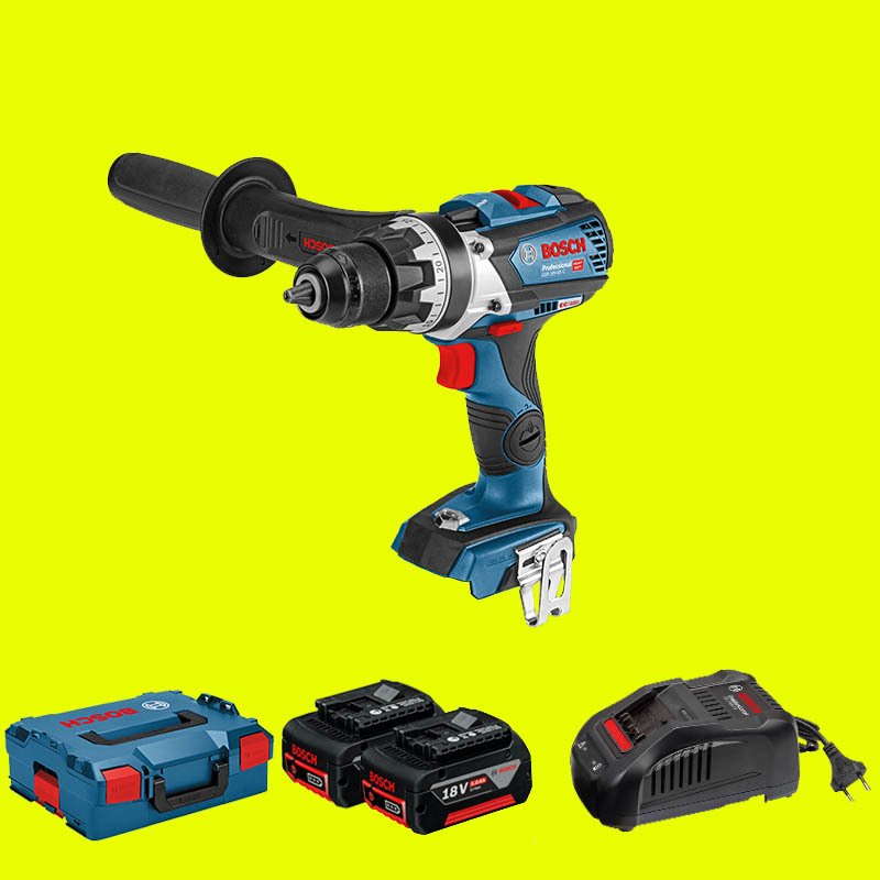 BOSCH GSR 18 V-110 C Profesyonel 18 Volt 5 Ah Çift Akülü Delme Vidalama (Kömürsüz Motor) (L-Boxx Çanta)