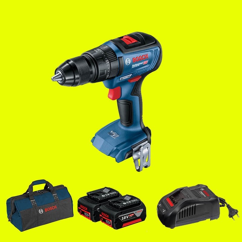 BOSCH GSB 18 V-50 Profesyonel 18 Volt 5 Ah Çift Akülü Darbeli Delme Vidalama (Kömürsüz Motor) (Bez Çanta)