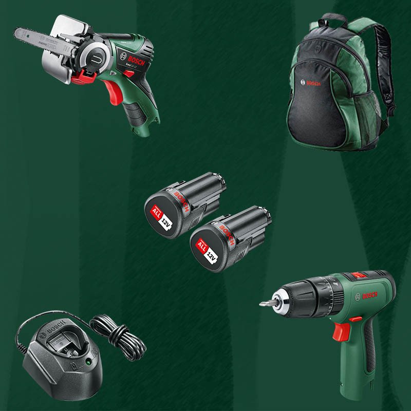 BOSCH DIYmix (Ev & Bahçe Kullanımı) Easy Cut 12 12 Volt Akülü NanoBlade Testere + Easy Impact 1200 12 Volt Akülü Darbeli Delme Vidalama (Sırt Çantası İçerisinde)