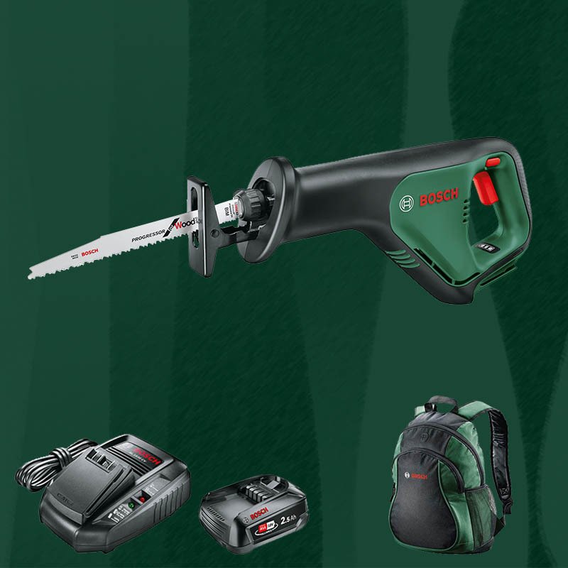 BOSCH DIYmix (Ev & Bahçe Kullanımı) Advanced Recip 18 18 Volt 2,5 Ah. Tek Akülü Panter Testere (Sırt Çantası Içerisinde)