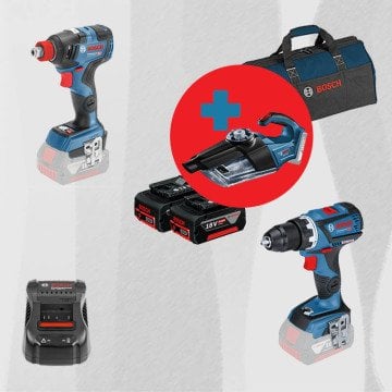 BOSCH GAS 18 V-1 Hediyeli ProMix BOSCH GDX 18 V-200 C 18 Volt Akülü Darbeli Somun Sıkma (Kömürsüz) + BOSCH GSR 18 V-60 C 18 Volt Akülü Delme Vidalama (Kömürsüz)