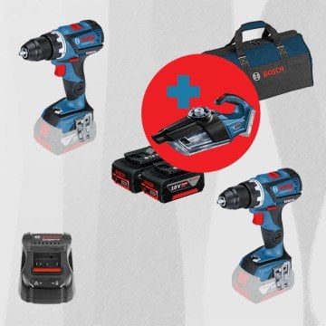 BOSCH GAS 18 V-1 Hediyeli ProMix BOSCH GSR 18 V-60 C 18 Volt Akülü Delme Vidalama (Kömürsüz) + BOSCH GSR 18V-60 C 18 Volt Akülü Delme Vidalama (Kömürsüz)