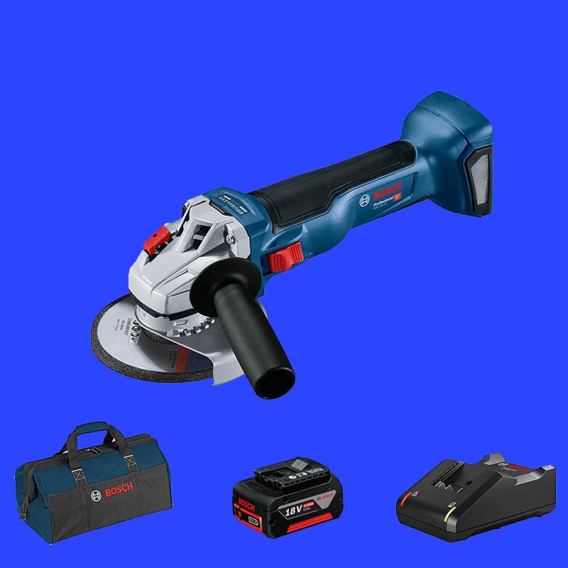 BOSCH GWS 18 V-10 Profesyonel 18 Volt 5 Ah Tek Akülü 125 mm. Avuç Taşlama (1000 W Eşdeğerinde) (Kömürsüz Motor) (Bez Çanta)