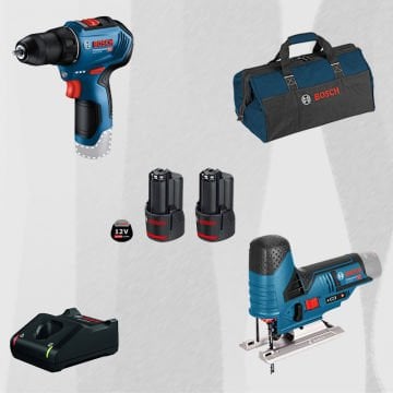 ProMix BOSCH GSR 12V-30 Profesyonel 12 Volt Akülü Vidalama (Metal Mandren)(Kömürsüz) + BOSCH GST 12V-70 Profesyonel 12 Volt Akülü Dekupaj