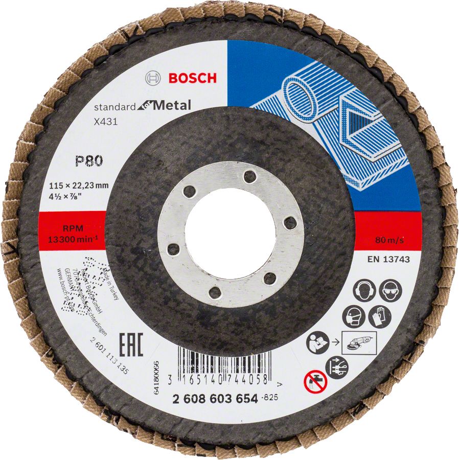 BOSCH Alox Flap Disk 115 mm. 80 Kum 2 608 603 654