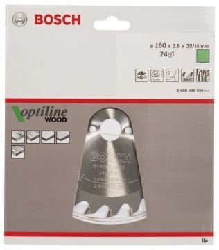 BOSCH Optılıne 160*16 mm. 24 Diş-Ahşap 2 608 640 596