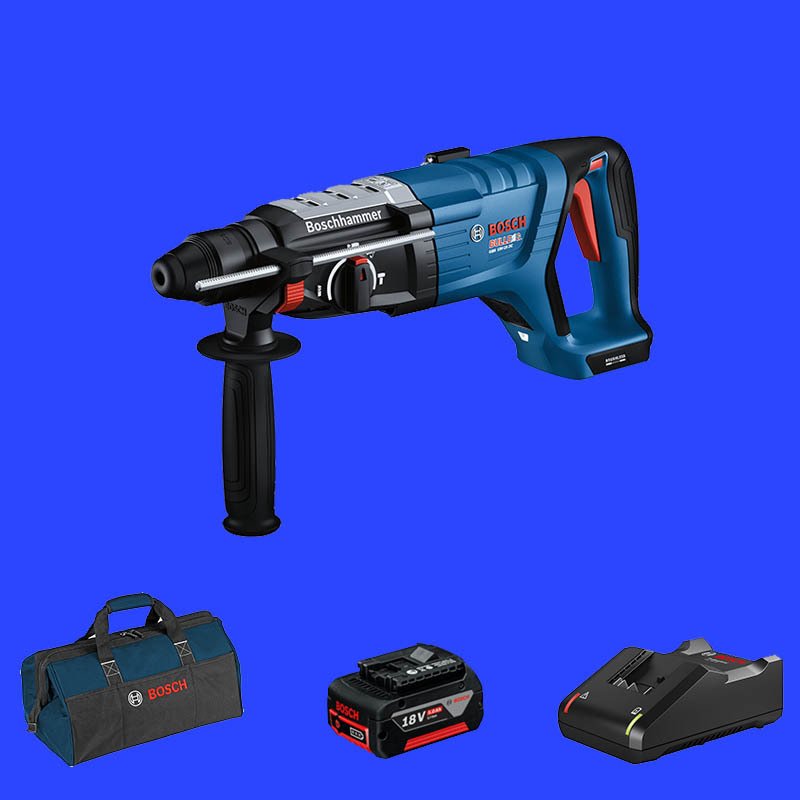 BOSCH GBH 18 V-28 DC Profesyonel 18 Volt 5 Ah Tek Akülü Kırıcı Delici (Kömürsüz Motor)(Bez Çanta)