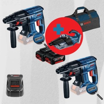 BOSCH GAS 18 V-1 Hediyeli ProMix BOSCH GBH 180-LI (Kömürsüz Motor -  2 Joule - Yeni Nesil) 18 Volt Akülü Kırıcı Delici + BOSCH GBH 180-LI 18 Volt Akülü Kırıcı Delici (Kömürsüz Motor - Yeni Nesil)