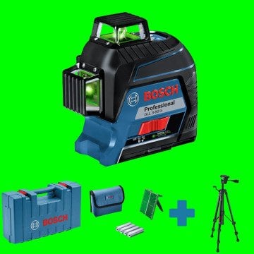 BOSCH GLL 3-80 G (Yeşil Lazer) Profesyonel 3x360º Düzlemsel Hizalama Lazeri (Plastik Çanta) 0 601 06