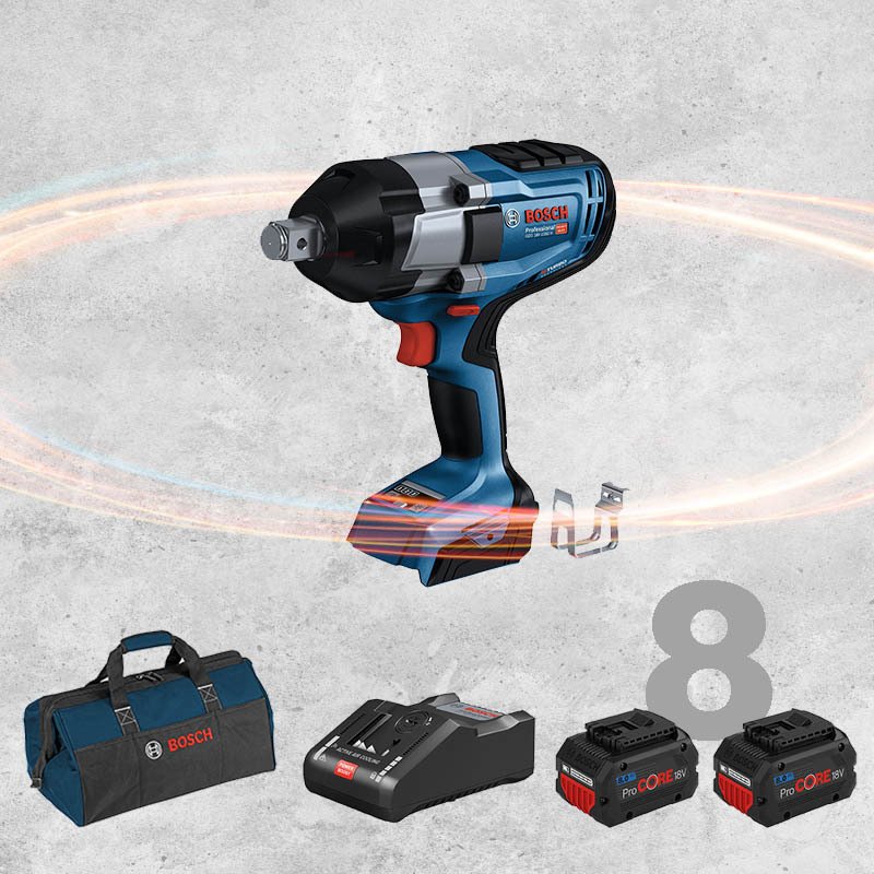 BOSCH GDS 18 V-1050 H Profesyonel 3/4 Kare Girişli BITURBO Kömürsüz Motor 18 Volt ProCORE 8,0 Ah Çift Akülü Somun Sıkma (Bez Çanta İçerisinde)